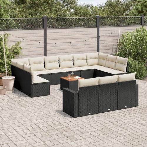 VidaXL 14-dijelni set vrtnih sofa s jastucima poliratan crni Slike