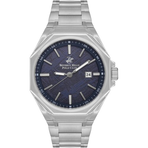 Beverly Hills Polo Club Muški ručni sat, Kvarcni mehanizam, 43mm, Teget kućište, Srebrne boje, BP3544X.390 Cene