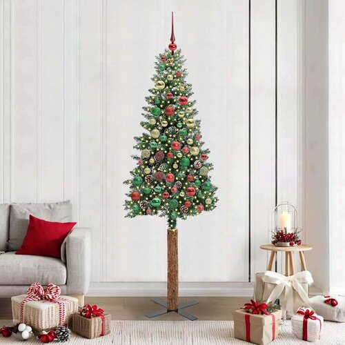 vidaXL Ožja jelka med 300 LED Zelena in Bela 210 cm PVC in trden bor Cene