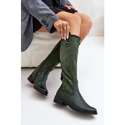 PE2 Women's Insulated Knee High Boots With Zipper Green Ivasira Cene