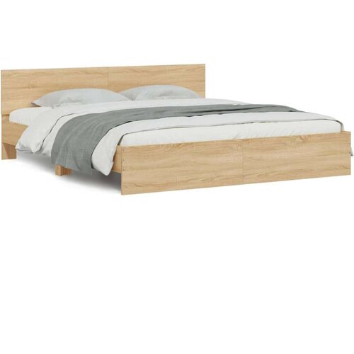 vidaXL Posteljni okvir z vzglavjem sonoma hrast 200x200 cm Cene