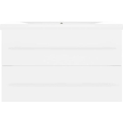  Ormarić s ugrađenim umivaonikom bijeli od iverice Bijela 80 x 38.5 x 48 cm Slike