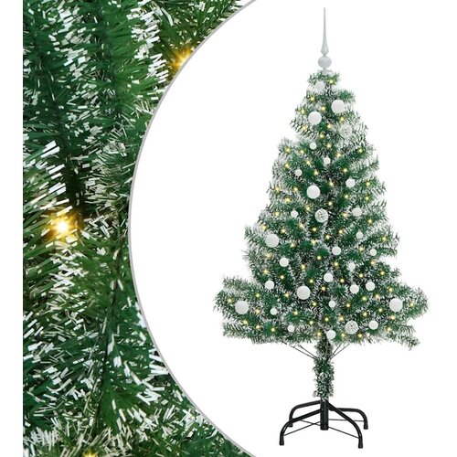 VidaXL Umjetno Božićno Drvo s Snježnim Flokom i LED Svjetlom 150 cm Slike