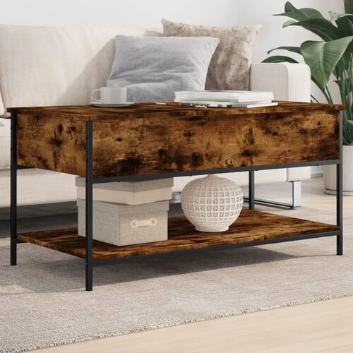  The Living Store Klubska mizica dimljeni hrast 100x50x50 cm inž. les in kovina - Klubska Mizica, (21442104) Slike
