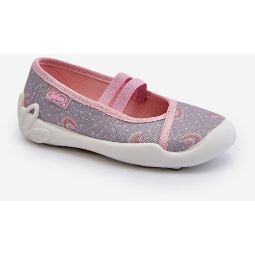 Kesi Befado patterned ballerina slippers gray and pink Cene