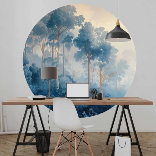  Okrugla fototapeta - A forest in misty shades of blue 230x230 Slike