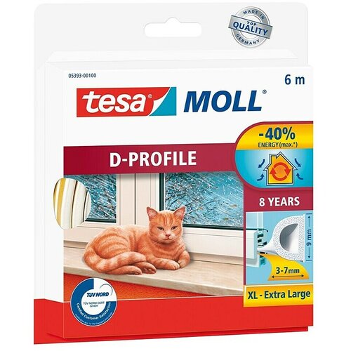 Tesa Traka za brtvljenje D-PROFIL ZA VRATA I PROZORE BIJELI 7MM/6M Slike