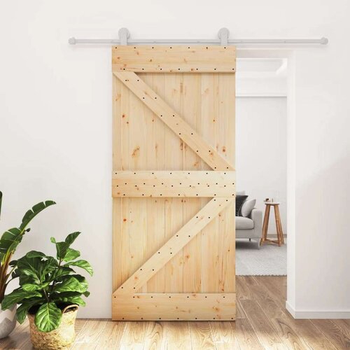  Klizna vrata s priborom za montažu 95 x 210 cm masivna borovina Slike