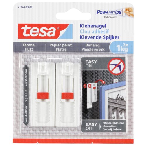 Tesa 1x2 Adjustable Adhesive Nail Wallpaper&amp;amp;Plaster 1kg 77774 Slike