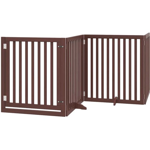  Vrata za pse s vrata&amp;scaron;cima 8 panela sklopiva 640 cm drvo topole Smeđa 80 x 90 x 2 cm Slike