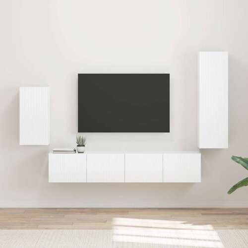  Set TV komoda Zidne 3 pcs Visoki sjaj bijela Konstruirano drvo Cene
