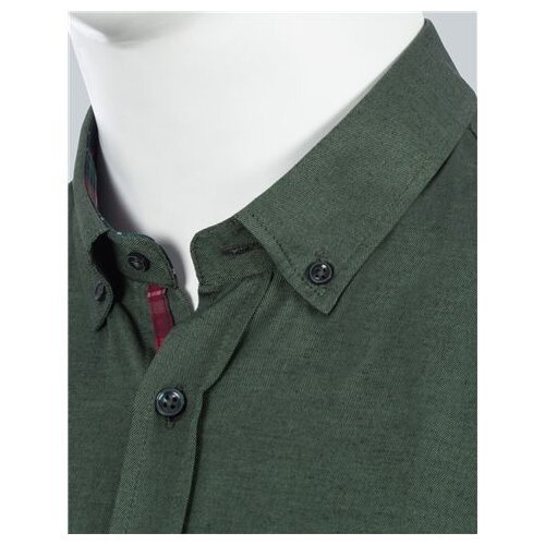 Tudors big size jednobojna zelena košulja dugih rukava sa kragnom (bt1200000007-232) Slike