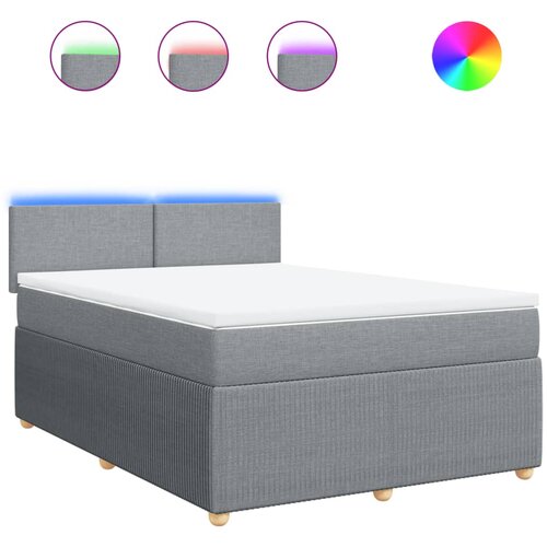 vidaXL Box spring posteljni z vzmetnico svetlo siv 140x190 cm blago, (21308638) Cene