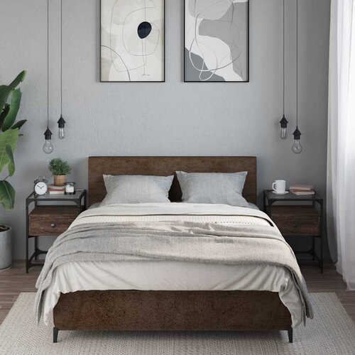Furnova Nočna omarica 2 kosa rjav hrast 40x40x55 cm inženirski les, (21926985) Cene
