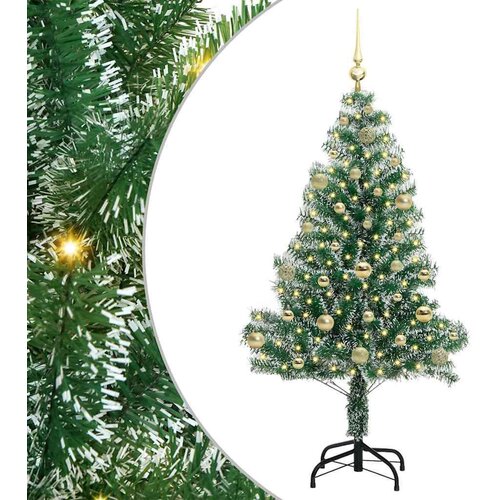 VidaXL Umjetno Božićno Drvo s Snježnim Flokom i LED Svjetlom 150 cm Slike