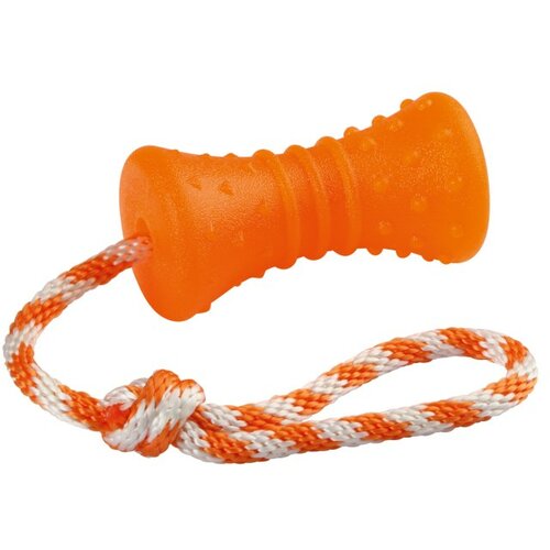 Kerbl igračka za ljubimce kost na konopcu 30 cm narandžasto-bela Cene