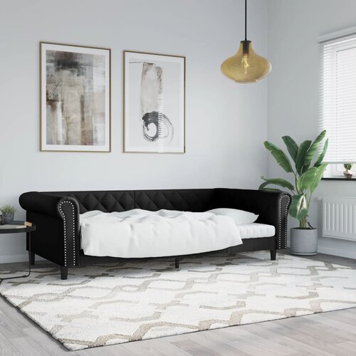 VidaXL Raztegljiva postelja črna 100x200 cm umetno usnje Slike