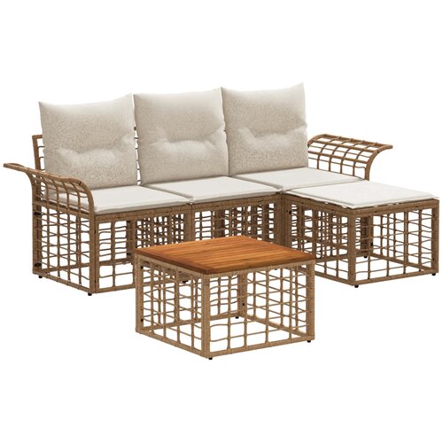  Set vanjskih sofa 5 kom. Prirodna i krema bijela Poliester Slike