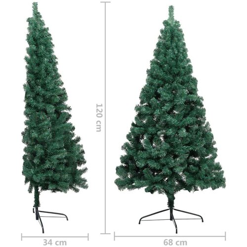 VidaXL Polovična novoletna jelka s stojalom zelena 120 cm PVC Slike