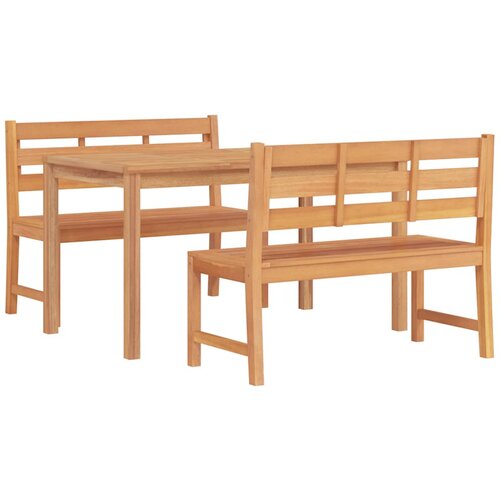  3-dijelni vrtni blagovaonski set od masivne tikovine Smeđa 140 cm table length Slike