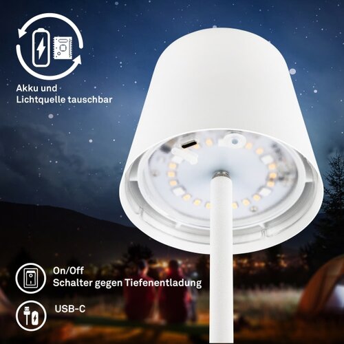 BRILONER 7517016 - LED RGB prigu&amp;scaron;iva stona lampa CILANO 3W/5V IP44 2000 mAh bela Slike