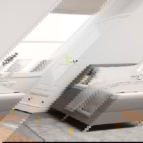 Box Postelja z vzmetnico Taupe 80x200 cm Tkanina, (22052941) Cene