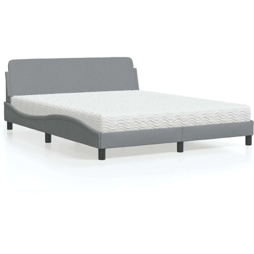  Krevet s madracem svjetlosiva 160x200 cm tkanina Slike