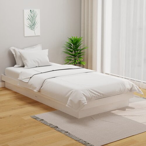 The Living Store Posteljni okvir bel iz trdnega lesa 100x200 cm - Posteljni Okvir, (21529047) Slike