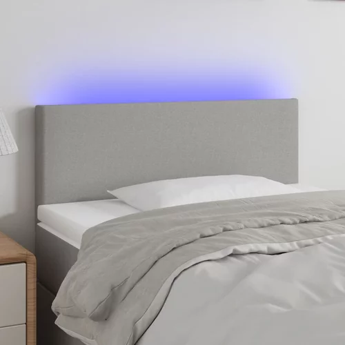 vidaXL LED posteljno vzglavje svetlo sivo 90x5x78/88 cm blago