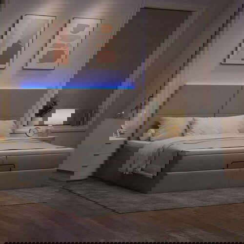  Otomanski okvir kreveta s madracima smeđesivi 200x200cm tkanine Cene