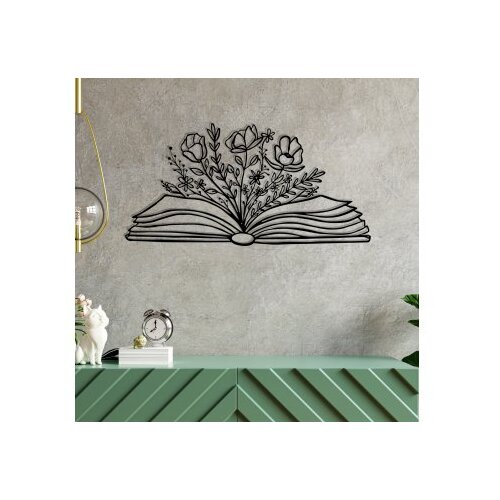 WALLXPERT Zidna dekoracija Culture Flower, 68x34cm, crna Cene