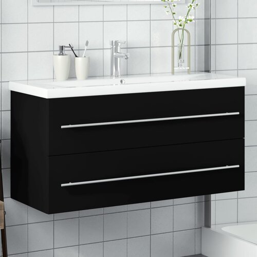  The Living Store Kopalniška omarica z umivalnikom črna - Omarica Za Umivalnik Za Kopalnico, (21486401) Cene
