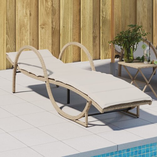 vidaXL Ležalnik z blazino bež 60x199x42 cm poli ratan Cene