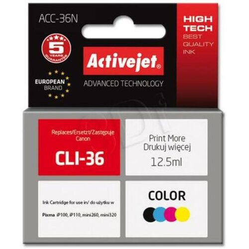 Activejet barvno črnilo ACC-36N Canon CLI-36 Slike