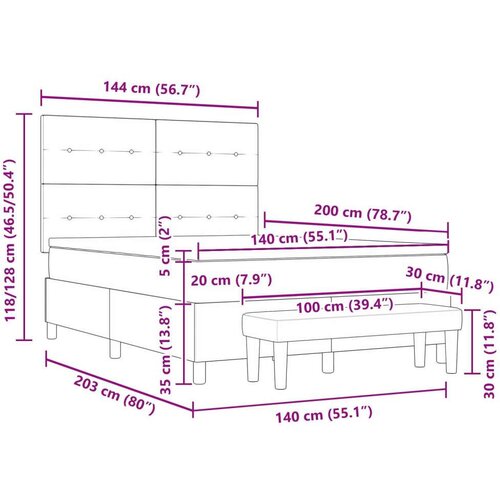  Krevet s čvrstim podupiračem i du&amp;scaron;ekom tamnosiva 140x200 cm tkanina Slike