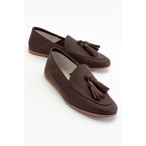 LuviShoes F04 Brown Skin Genuine Leather Shoes Cene