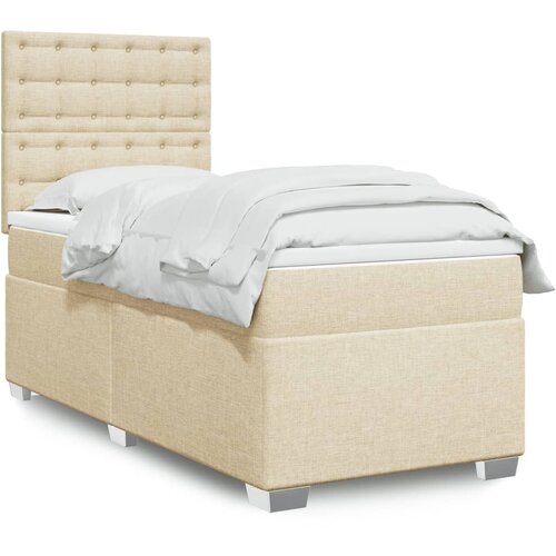 vidaXL Box spring postelja z vzmetnico krem 80x200 cm blago Cene