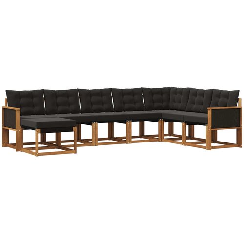 vidaXL Zunanja garnitura za sedenje z blazino 8 pcs Naravna in črna, (5000279639) Cene