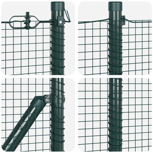 VidaXL zeleni set stupova za ograde Set od 2 Zeleni Metal 25 x 1 m Slike