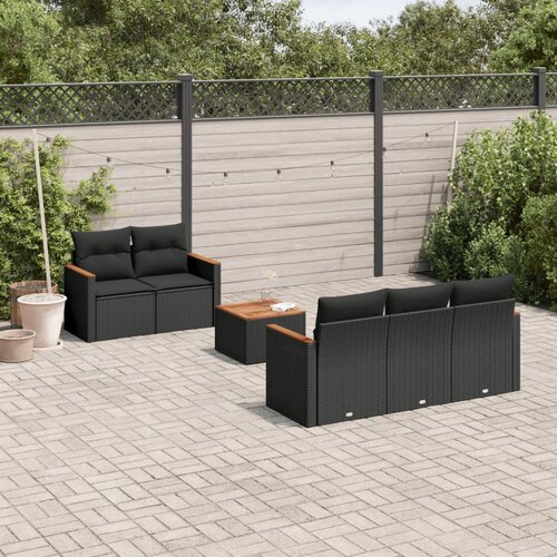  6-dijelni set vrtnih sofa s jastucima crni od poliratana Crna 61.5 x 62 x 69 cm Cene