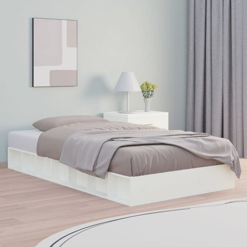 The Living Store Posteljni okvir bel 135x190 cm trden les - Posteljni Okvir, (21525907) Slike