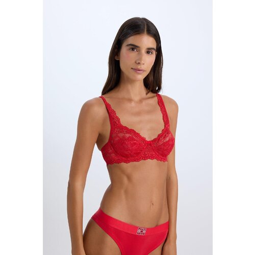 Defacto Fall In Love New Year's Themed Wire Lace Red T-Shirt Bra Cene