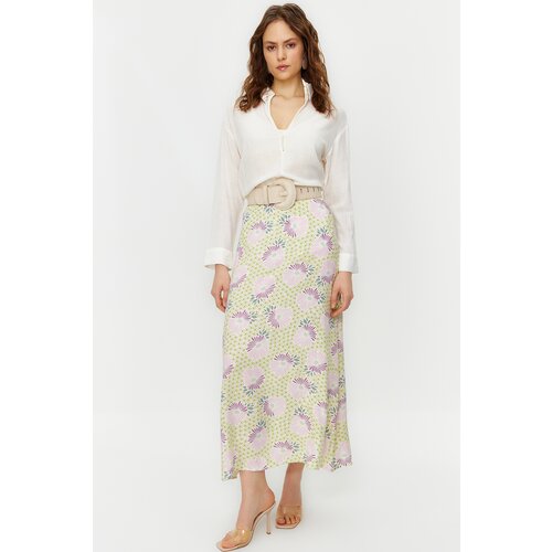 Trendyol Powder Flower Patterned A-Line Woven Skirt Slike