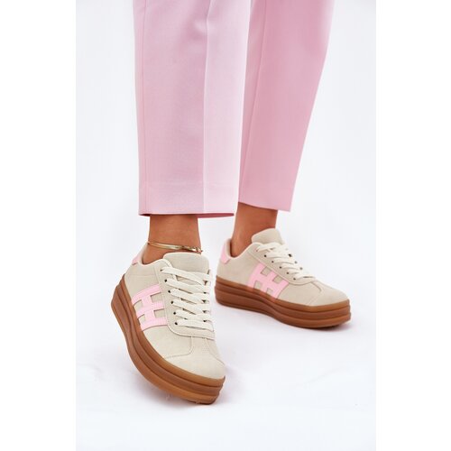 EVENTO Boto Womens Sneakers On Platform Beige Syliyana Slike