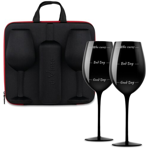  Komplet za vino z dvema kozarcema &ndash; Who cares ČRNA - diVinto - Baby shower - Božič - Poroka Cene