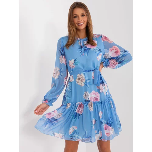 Fashion Hunters Blue floral dress with ruffles