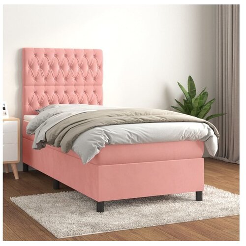  Box spring krevet s madracem ružičasti 100x200 cm baršunasti Cene