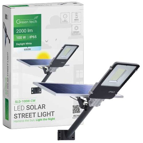  LED ulična svjetiljka Green Tech 100W, 6000K, IP65, solar Cijene