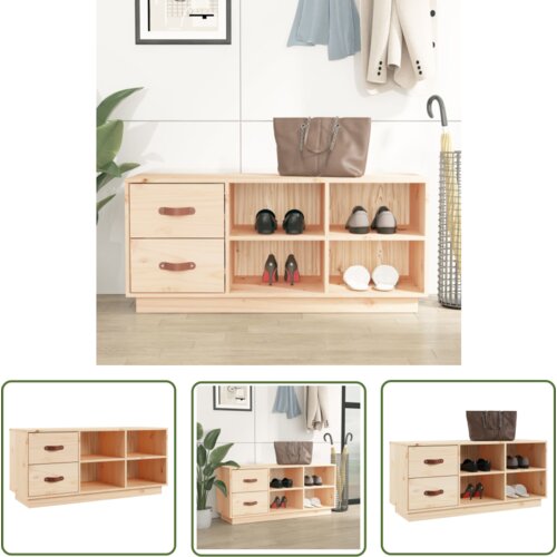 The Living Store Klop za čevlje 100x34x45 cm trdna borovina - Klop Za Čevlje, (21744362) Cene