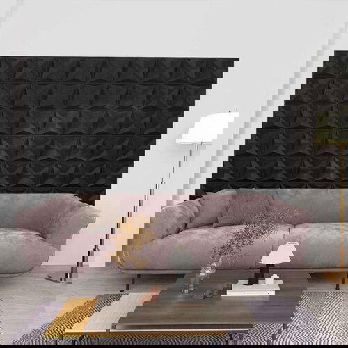  3D zidni paneli 24 kom 50 x 50 cm origami crni 6 m&amp;sup2; Slike